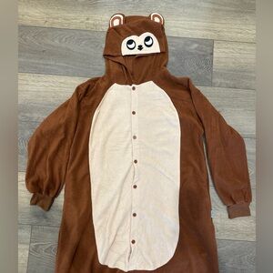 Brown and Cream Bear Onesie | adult Medium